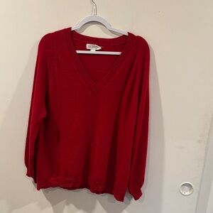 Velvet Rich Red V-Neck Sweater